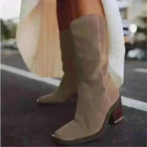 Vince Camuto Suede Taupe Babellie Western Boot Size 10‎ RT $229